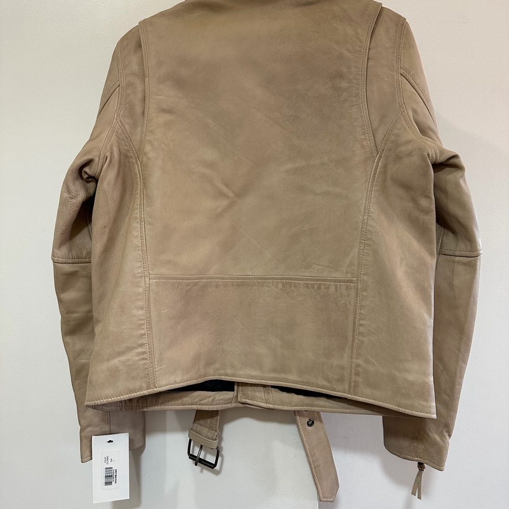 Distressed Beige Leather Jacket - Picture 5 of 5